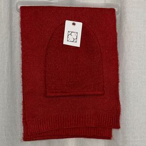 Pretty Persuasions OS Heather Deep Red Soft Cozy Knit Scarf Beanie Hat Gift Set